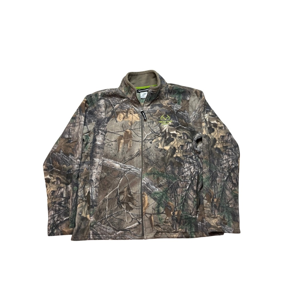 Realtree Fleece Jacket Mens Medium Brown Xtra Camo Full Zip  Outdoor Hunting